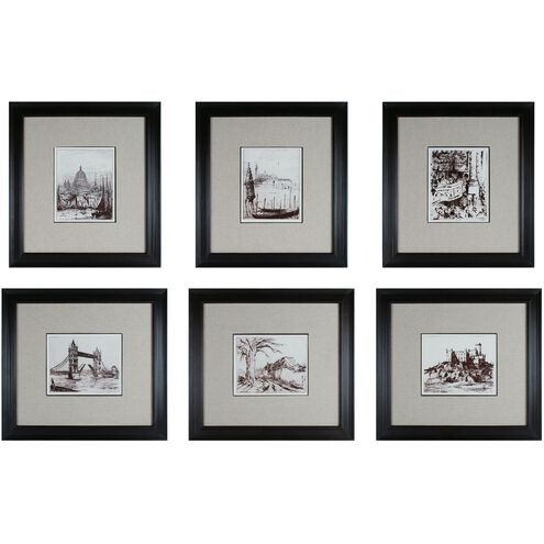 18th Century Ink Black with Beige Framed Wall Art