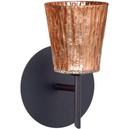 Nico 4 1 Light 5 inch Bronze Mini Sconce Wall Light in Halogen, Stone Copper Foil Glass