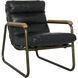 Cowhide Dark Walnut with Antique Brass Arm Chair