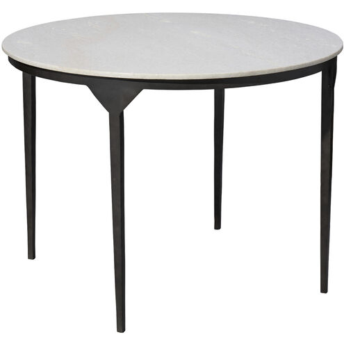 Dante 40 X 30 inch White Marble and Black Metal Dining Table