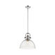 Hines 1 Light 14 inch Chrome Pendant Ceiling Light in Seeded Glass, Large
