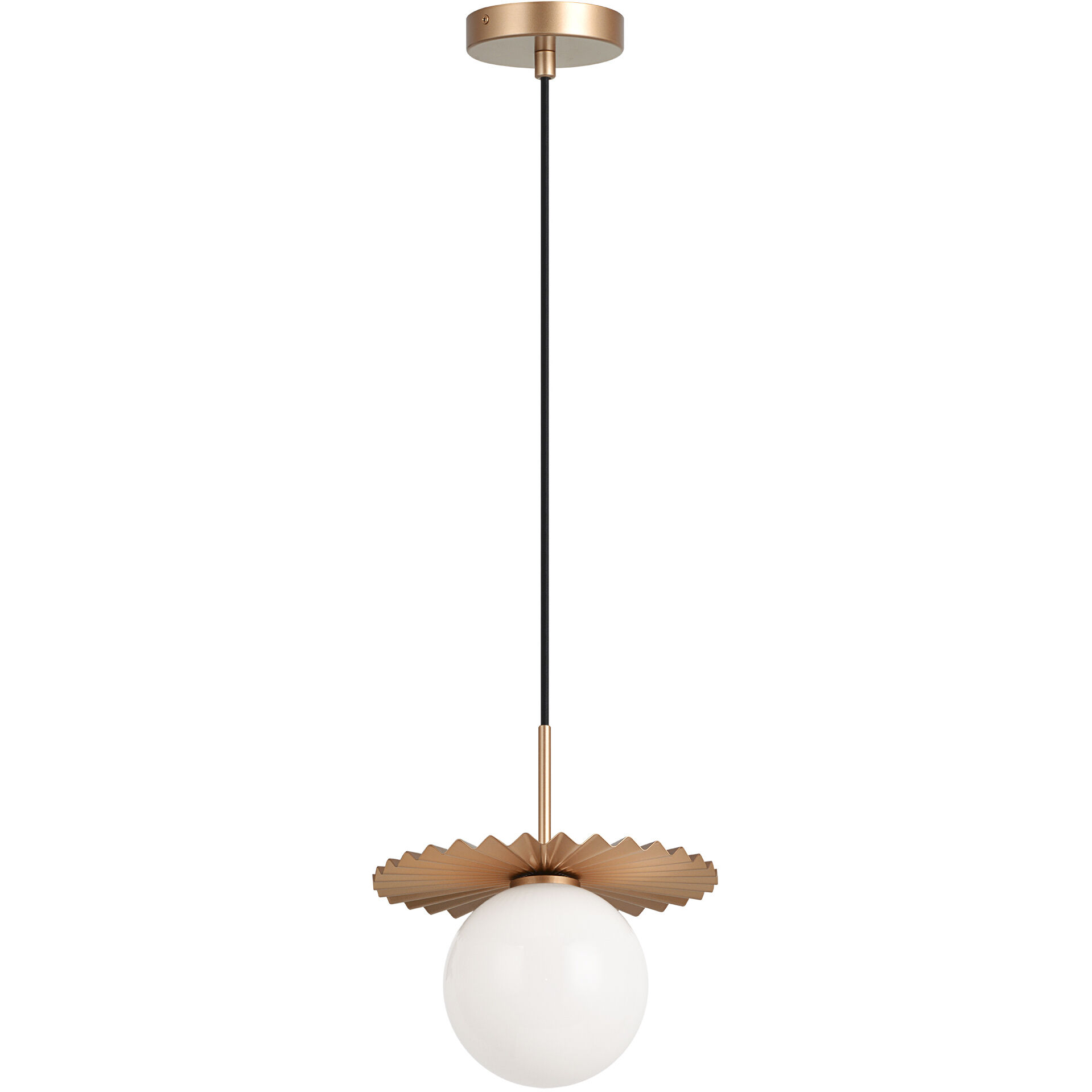 Modern Ruff 1 Light 9.88 inch Matte Gold Pendant Ceiling Light in Matte Gold and Opal Glass