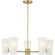 Mid-Century Modern 5 Light 30 inch Natural Brass Chandelier Ceiling Light