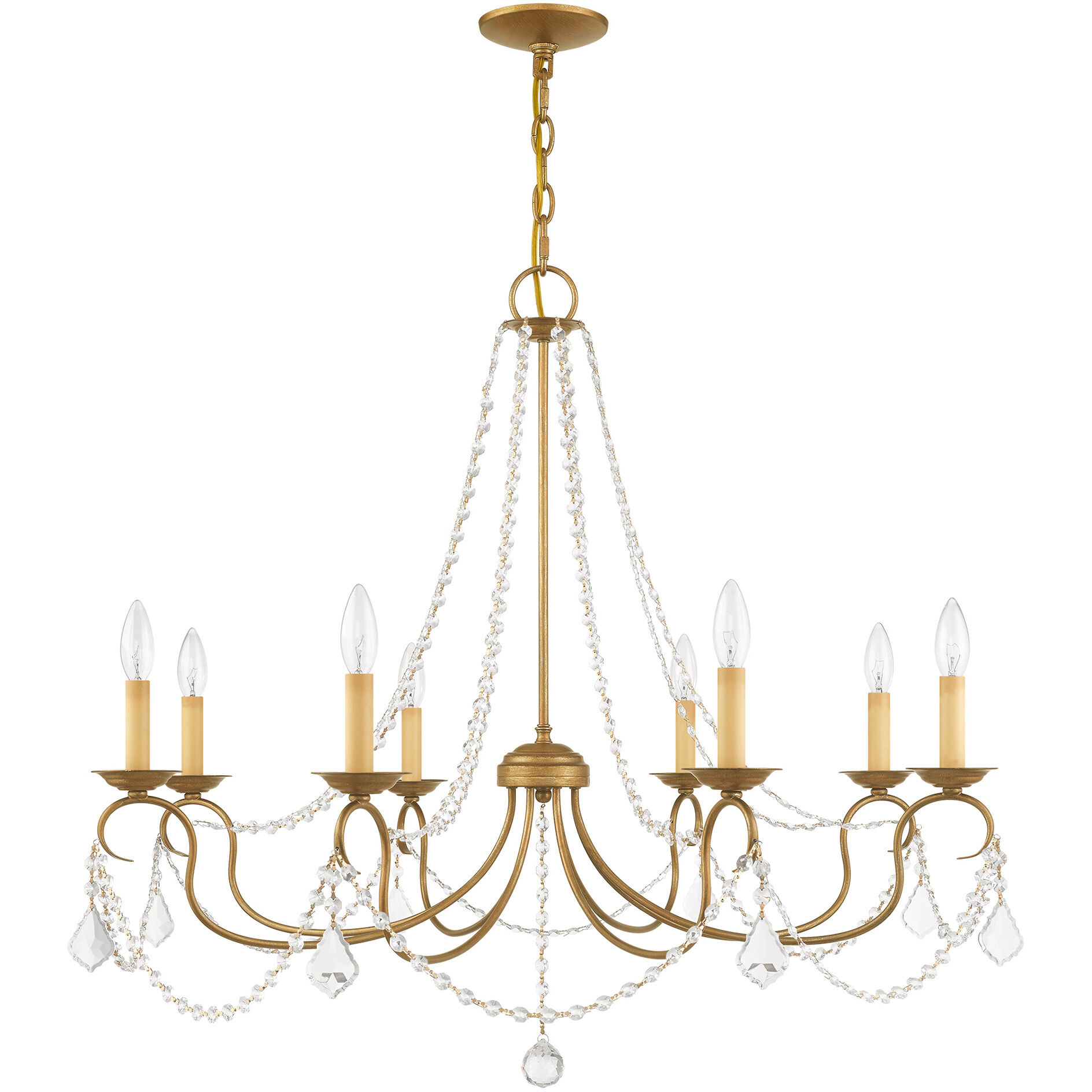 Pennington 8 Light 34 inch Antique Gold Leaf Chandelier Ceiling Light