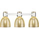Downtown Urban Lawton Bell 3 Light 24 inch Polished Nickel Bath Vanity Light Wall Light in Mercury