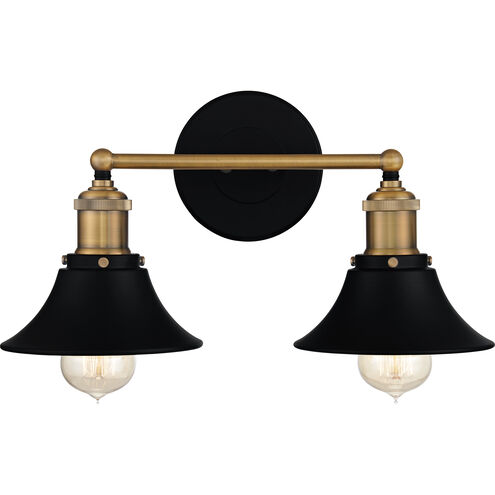 Trafalgar 2 Light 15 inch Matte Black Bath Light Wall Light