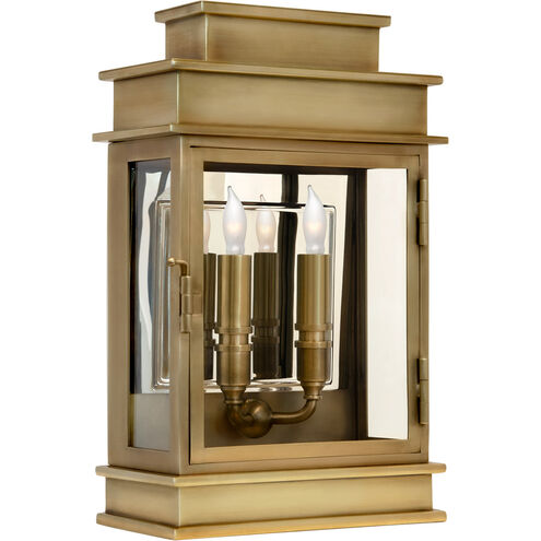 Chapman & Myers Linear Lantern 2 Light 15 inch Antique-Burnished Brass Outdoor Wall Lantern