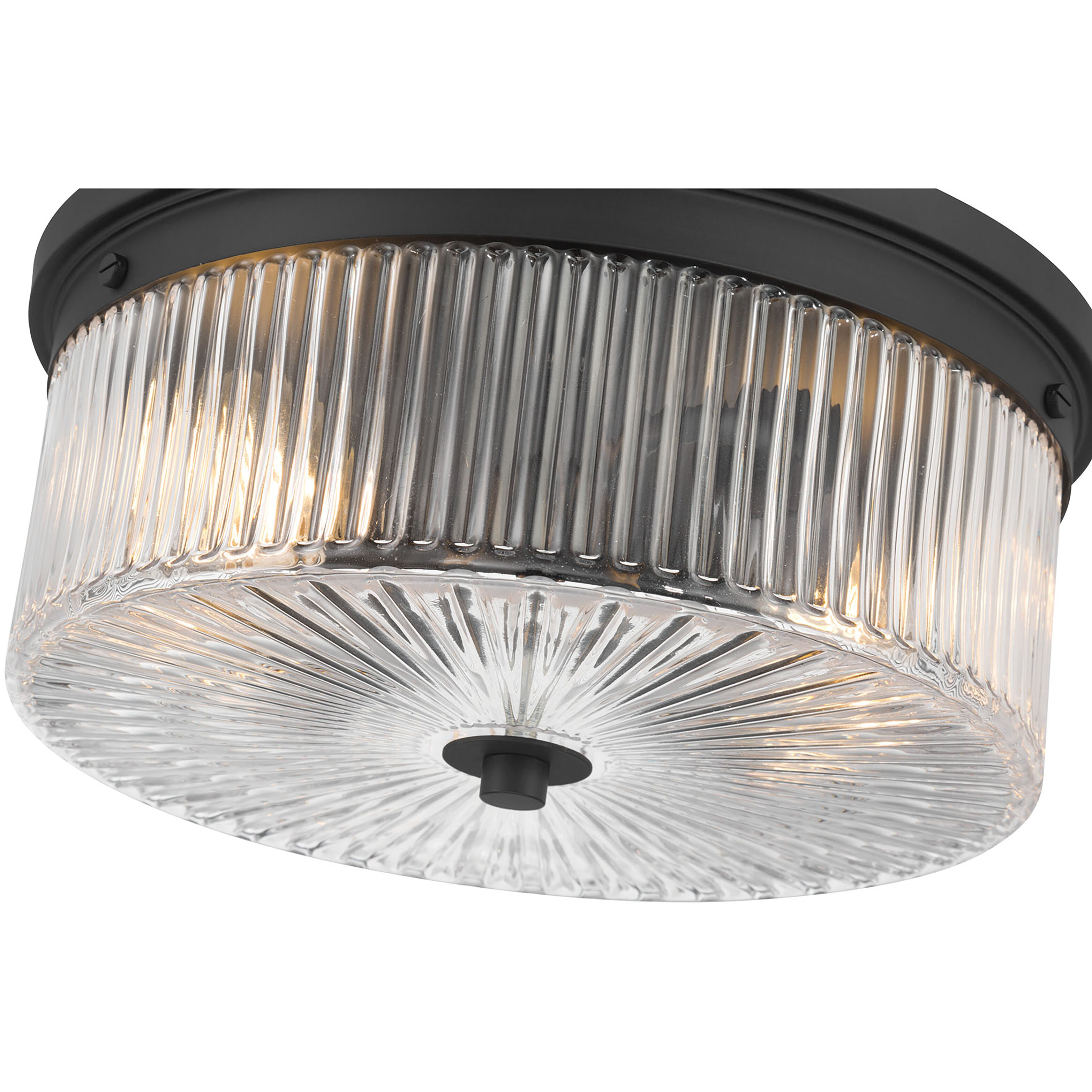 Virette 2 Light 13.25 inch Matte Black and Vintage Brass Flush Mount Ceiling Light