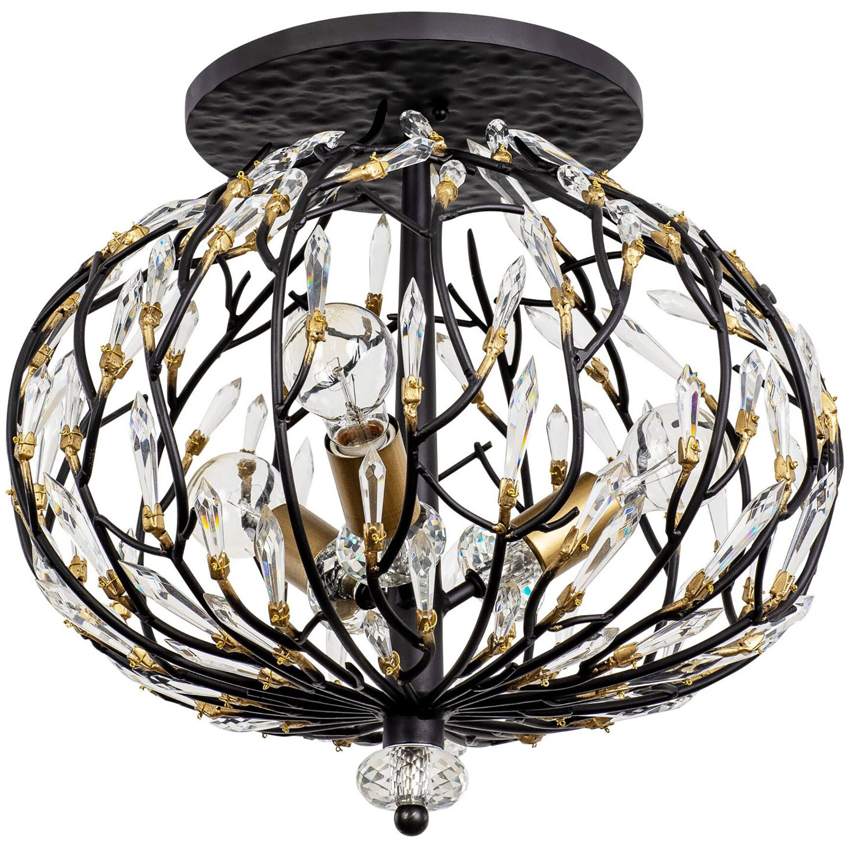 Bask 3 Light 18 inch Matte Black Semi-Flush Ceiling Light