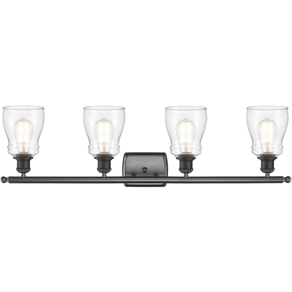 Ballston Ellery 4 Light 36 inch Matte Black Bath Vanity Light Wall Light in Clear Glass, Ballston
