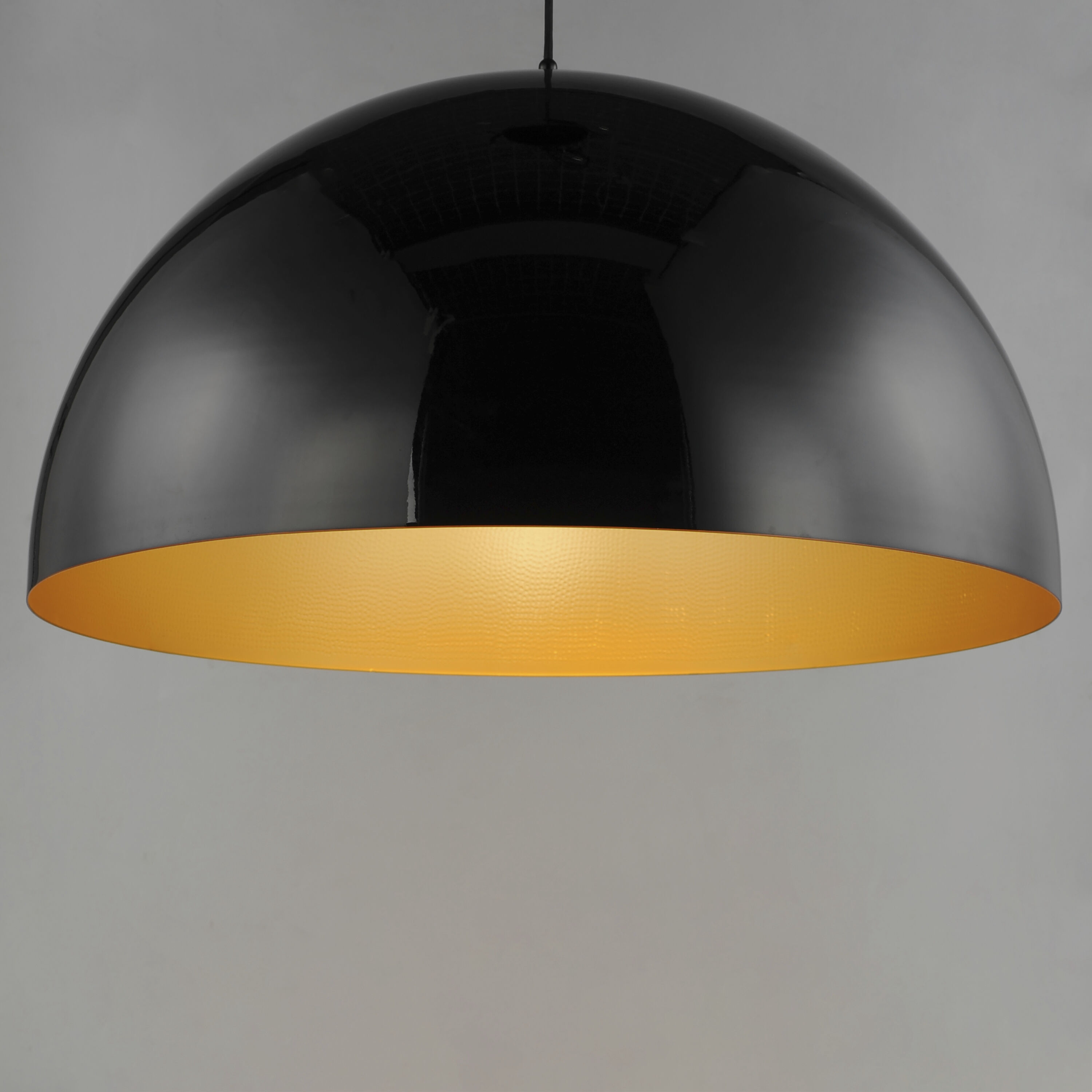 Hemisphere LED 31 inch Gloss Black with Gold Single Pendant Ceiling Light