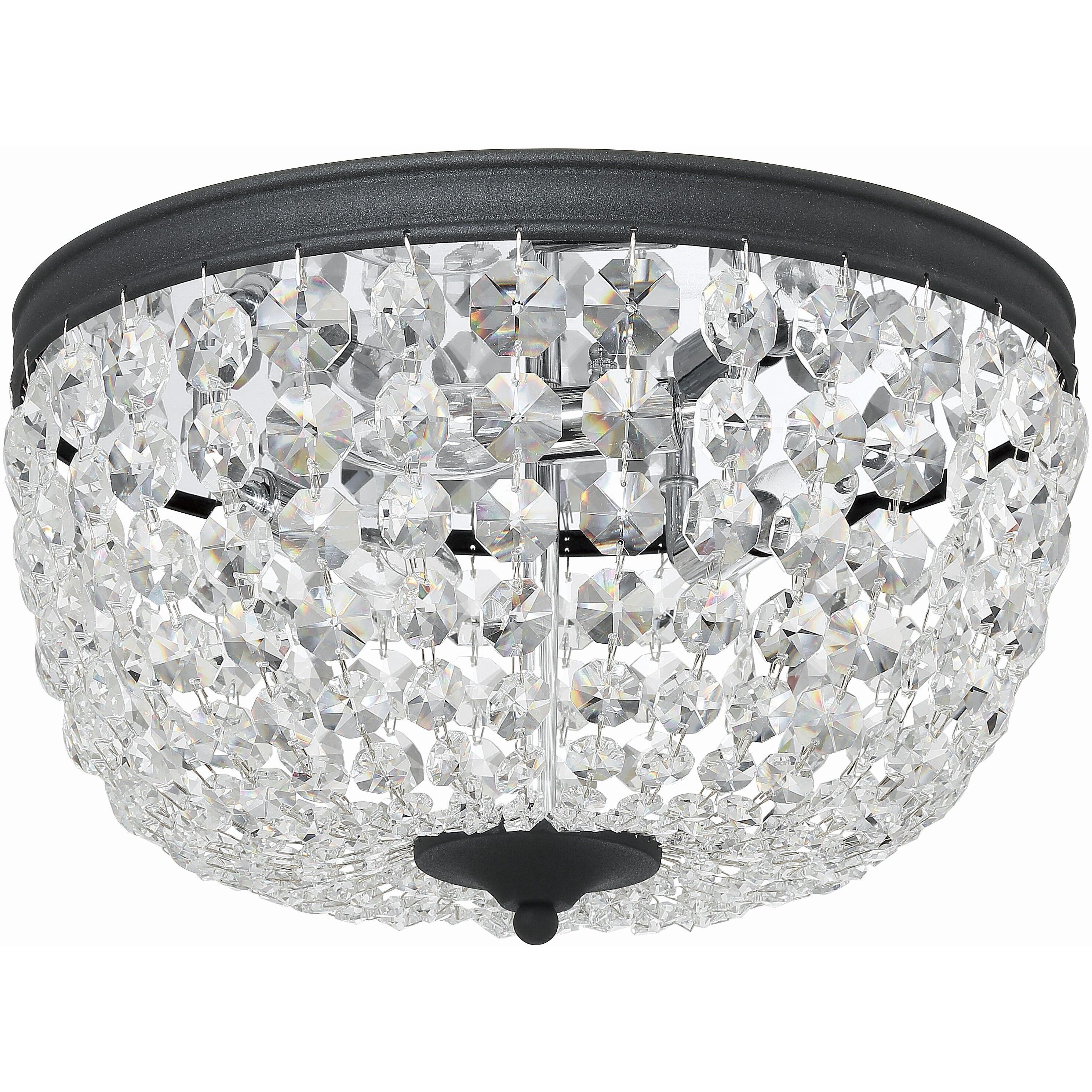 Nola 3 Light 14.25 inch Black Forged Flush Ceiling Light