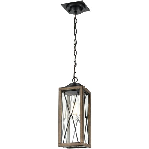 County Fair 1 Light 5.5 inch Black and Ironwood on Metal Outdoor Pendant