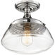 Kew 1 Light 10 inch Polished Nickel and Clear Semi Flush Mount Ceiling Light