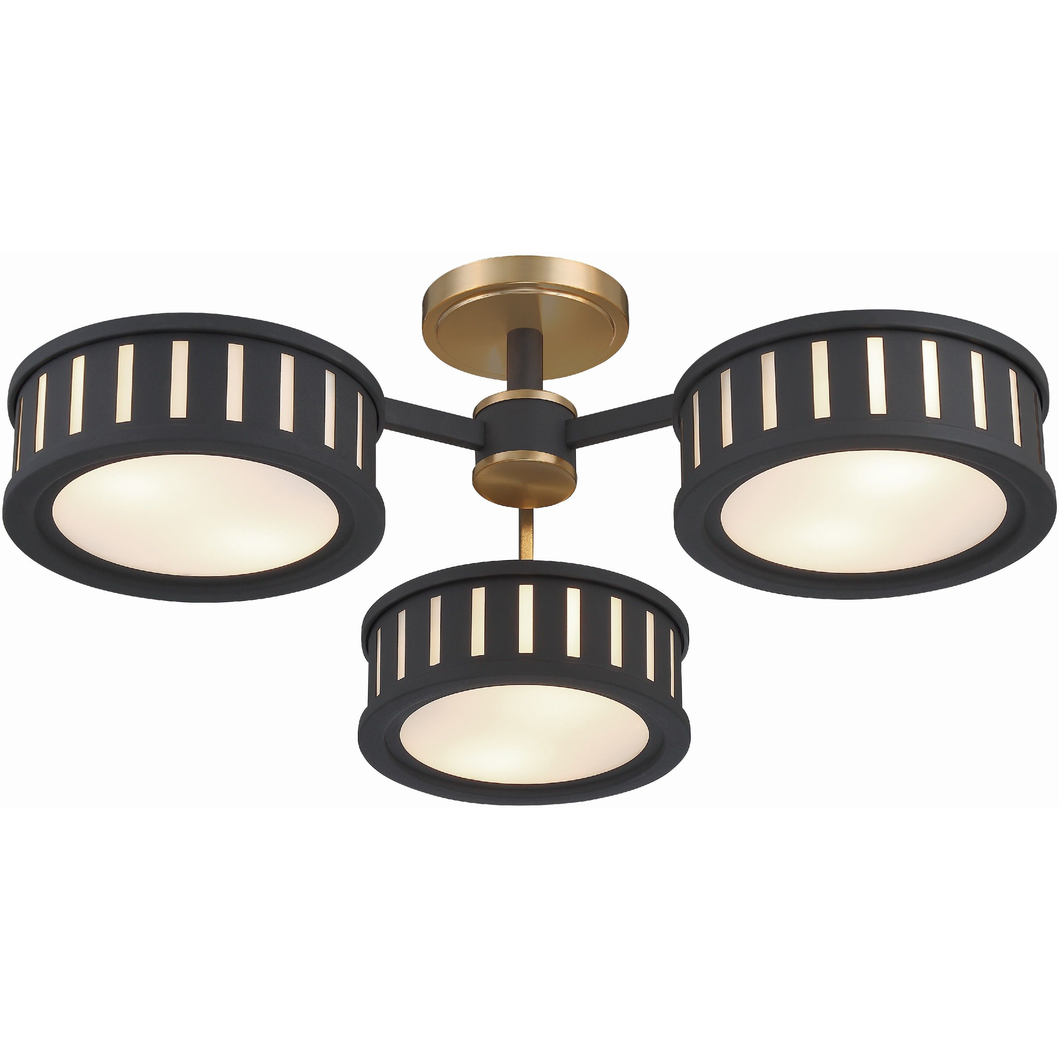 Kendal 6 Light 29.25 inch Vibrant Gold and Black Forged Semi Flush Ceiling Light