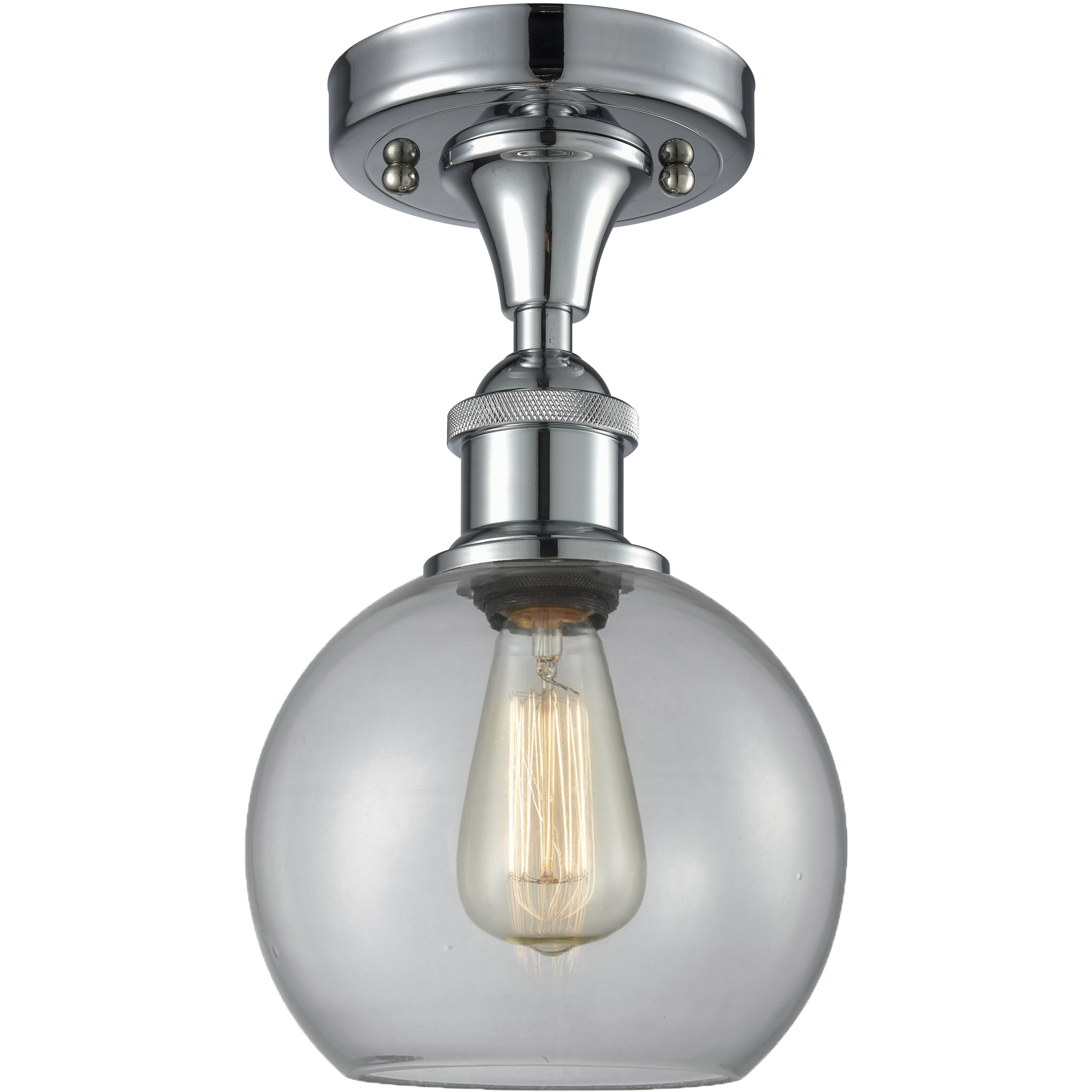 Ballston Athens LED 8 inch Polished Chrome Semi-Flush Mount Ceiling Light in Clear Glass, Ballston