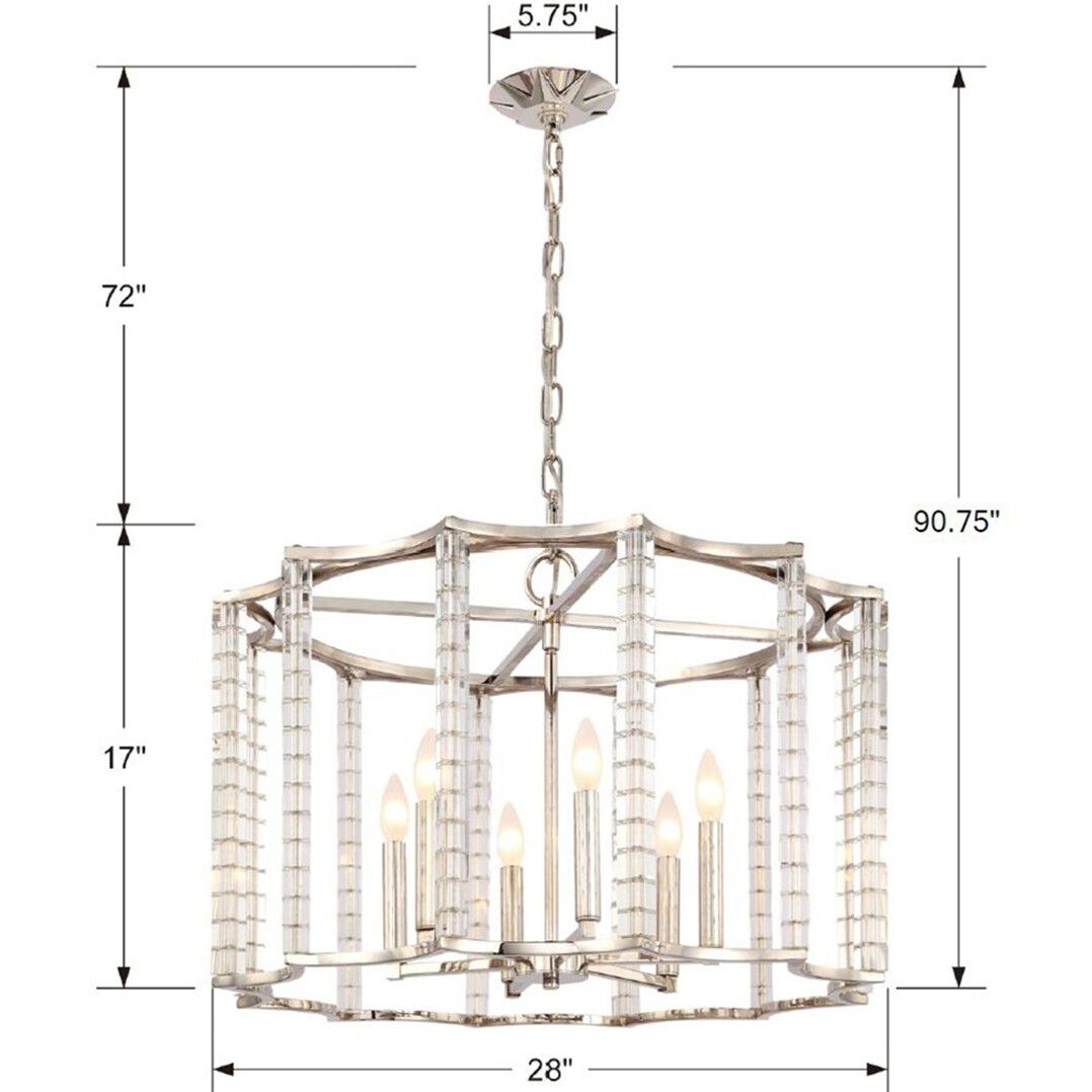 Carson 6 Light 28 inch Polished Nickel Lantern Chandelier Ceiling Light