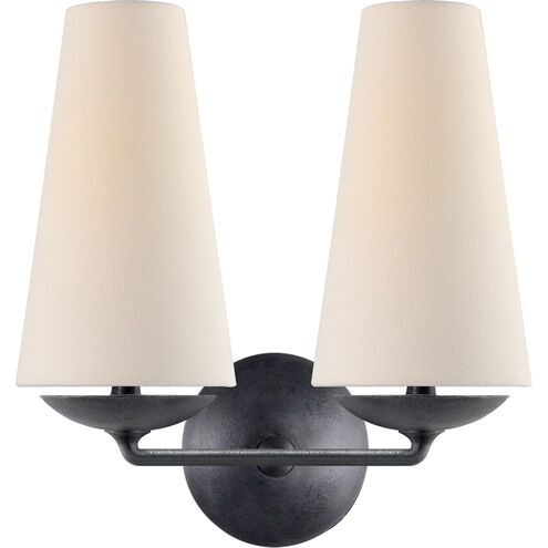 Visual Comfort Signature Collection AERIN Fontaine 2 Light 13.25 inch Aged Iron Double Sconce Wall Light ARN2202AI-L - Open Box