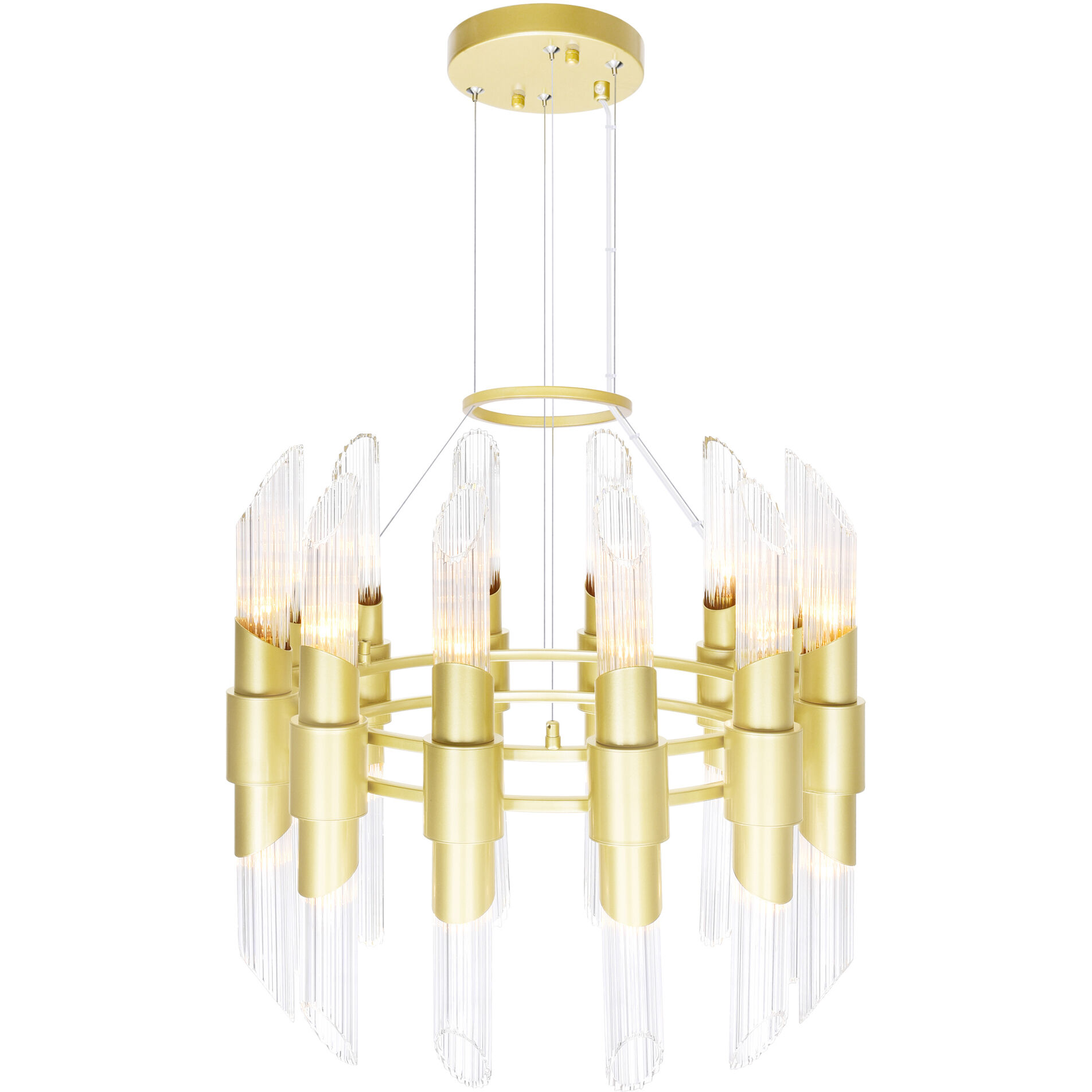 Croissant 24 Light 24 inch Satin Gold Chandelier Ceiling Light