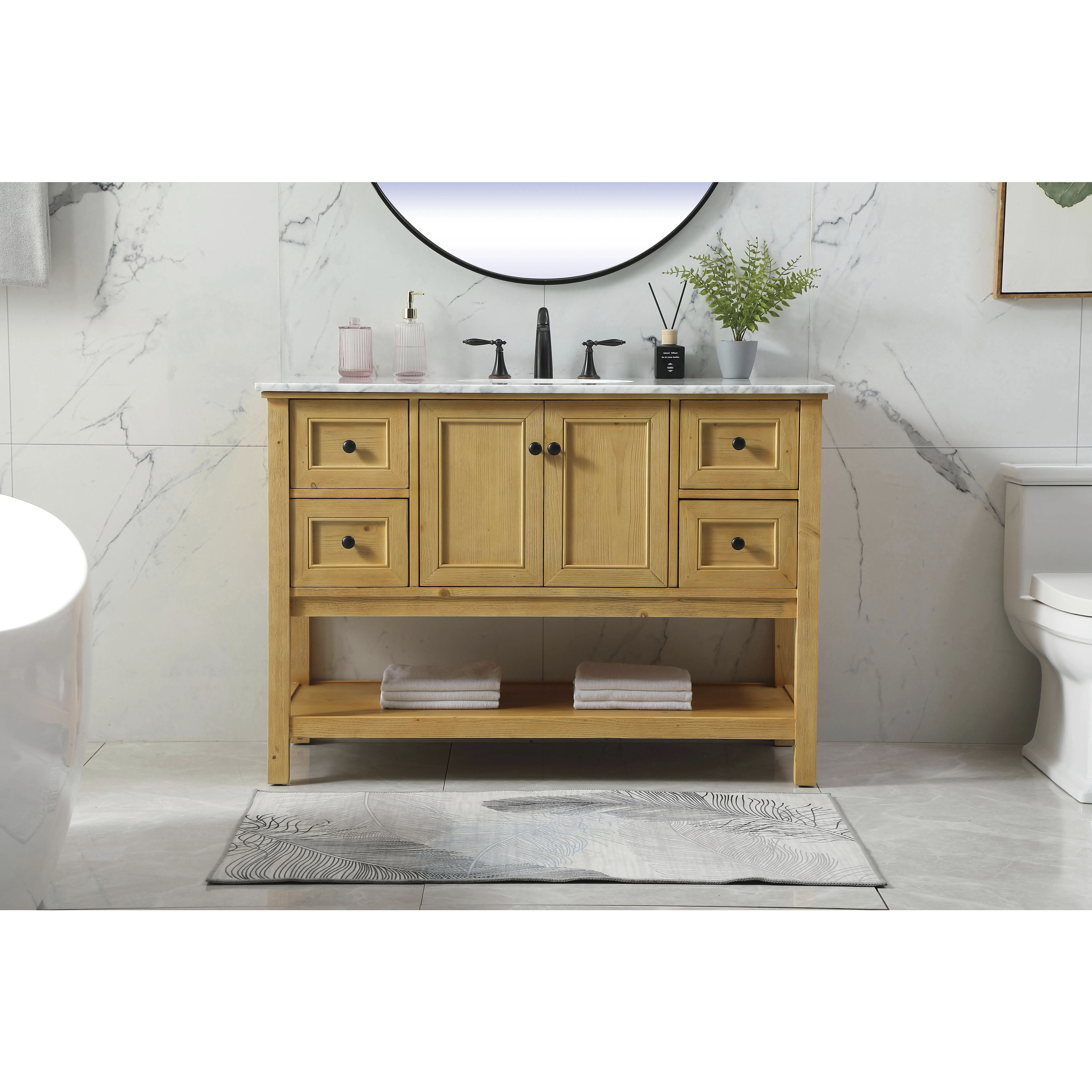Metropolis 48 X 22 X 34 inch Natural Wood Vanity Sink Set