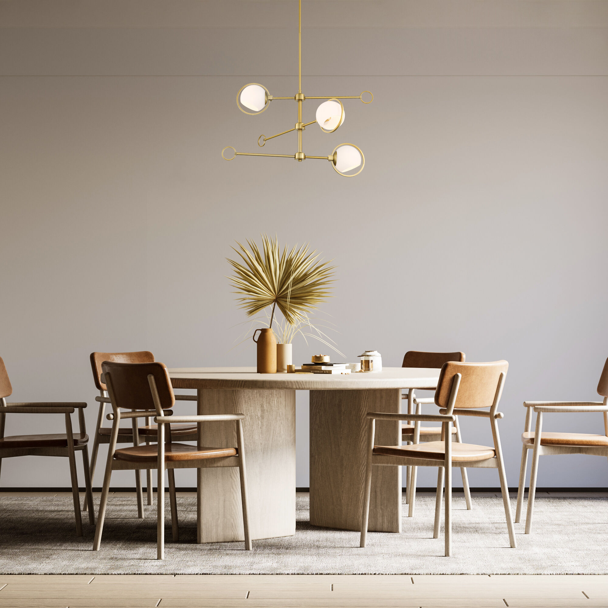 Teatro 3 Light 28 inch Brushed Gold Chandelier Ceiling Light