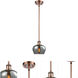 Ballston Fenton LED 7 inch Antique Copper Pendant Ceiling Light in Plated Smoke Glass, Ballston