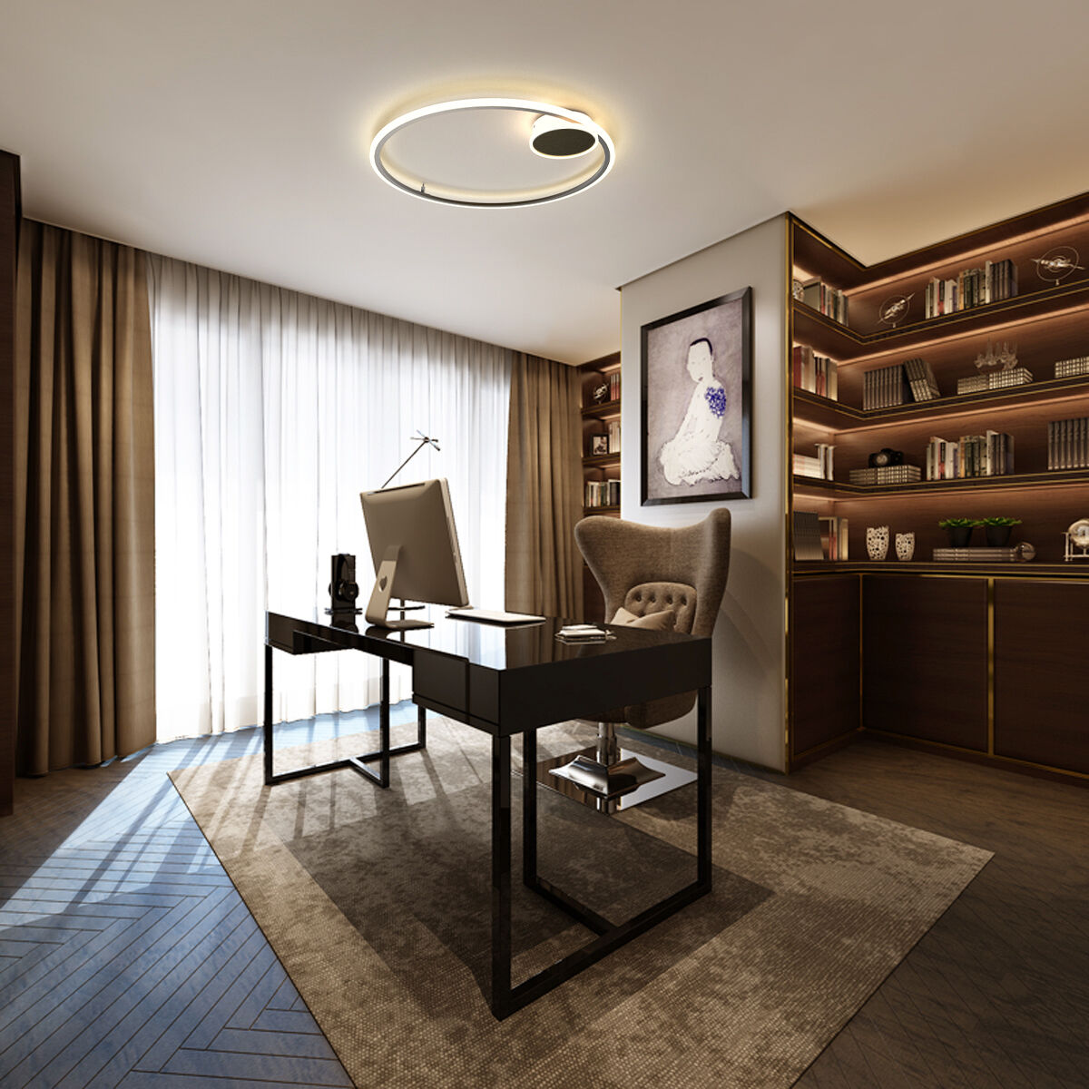 Miracle LED 23.6 inch Satin Dark Gray Semi-Flush Mount Ceiling Light