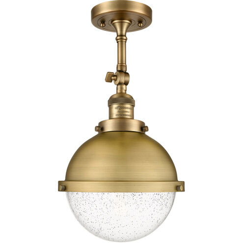 Franklin Restoration Hampden LED 9 inch Black Antique Brass and Matte Black Semi-Flush Mount Ceiling Light in Clear Glass