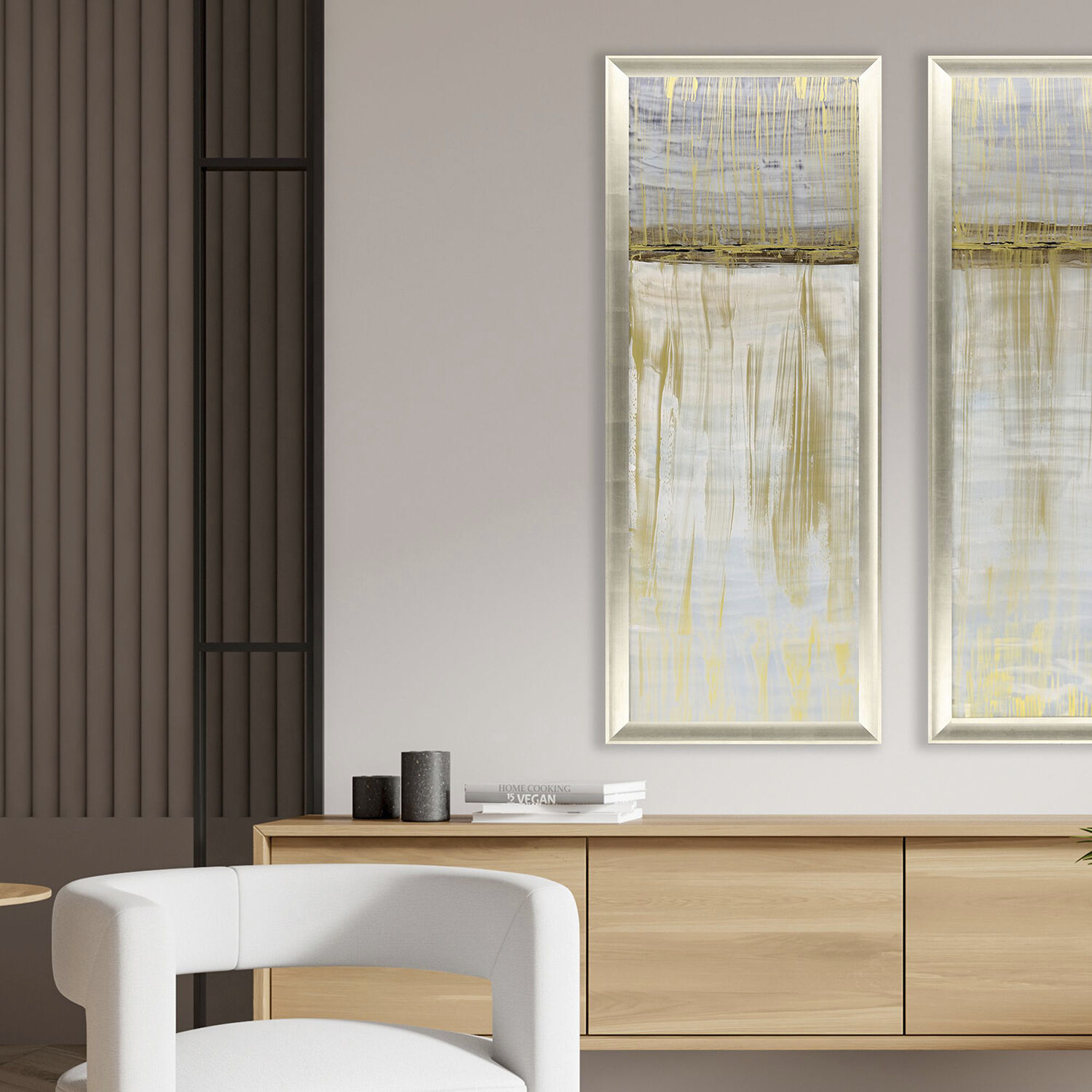 Seaside Harmony Blue and Brown and Metallic and White Framed Art, The Studio