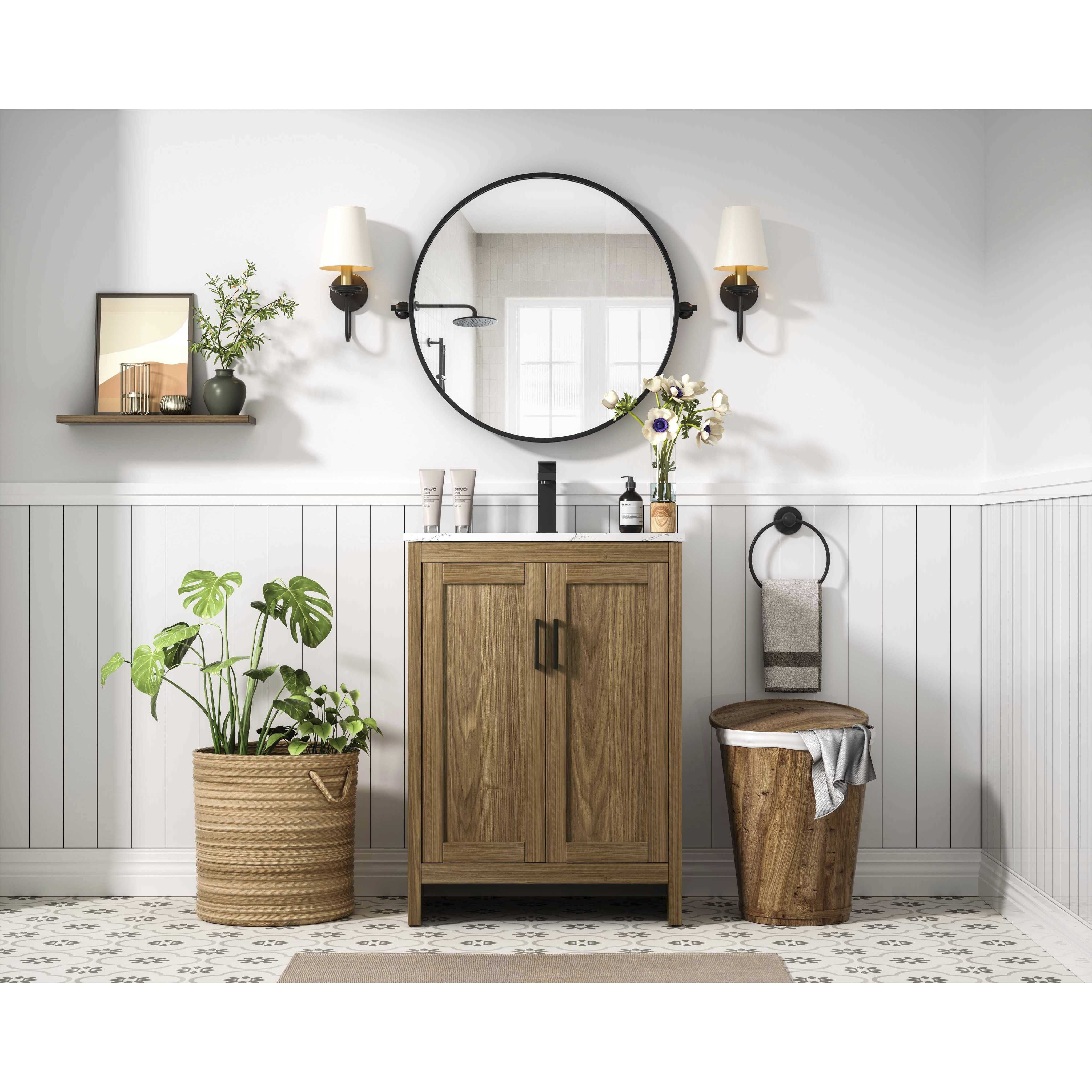 Finnley 24 X 34 inch Walnut Brown Bathroom Vanity Cabinet