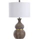 Logan 33 inch 150.00 watt Brown Lamp Body With Gold Metal Accent Table Lamp Portable Light