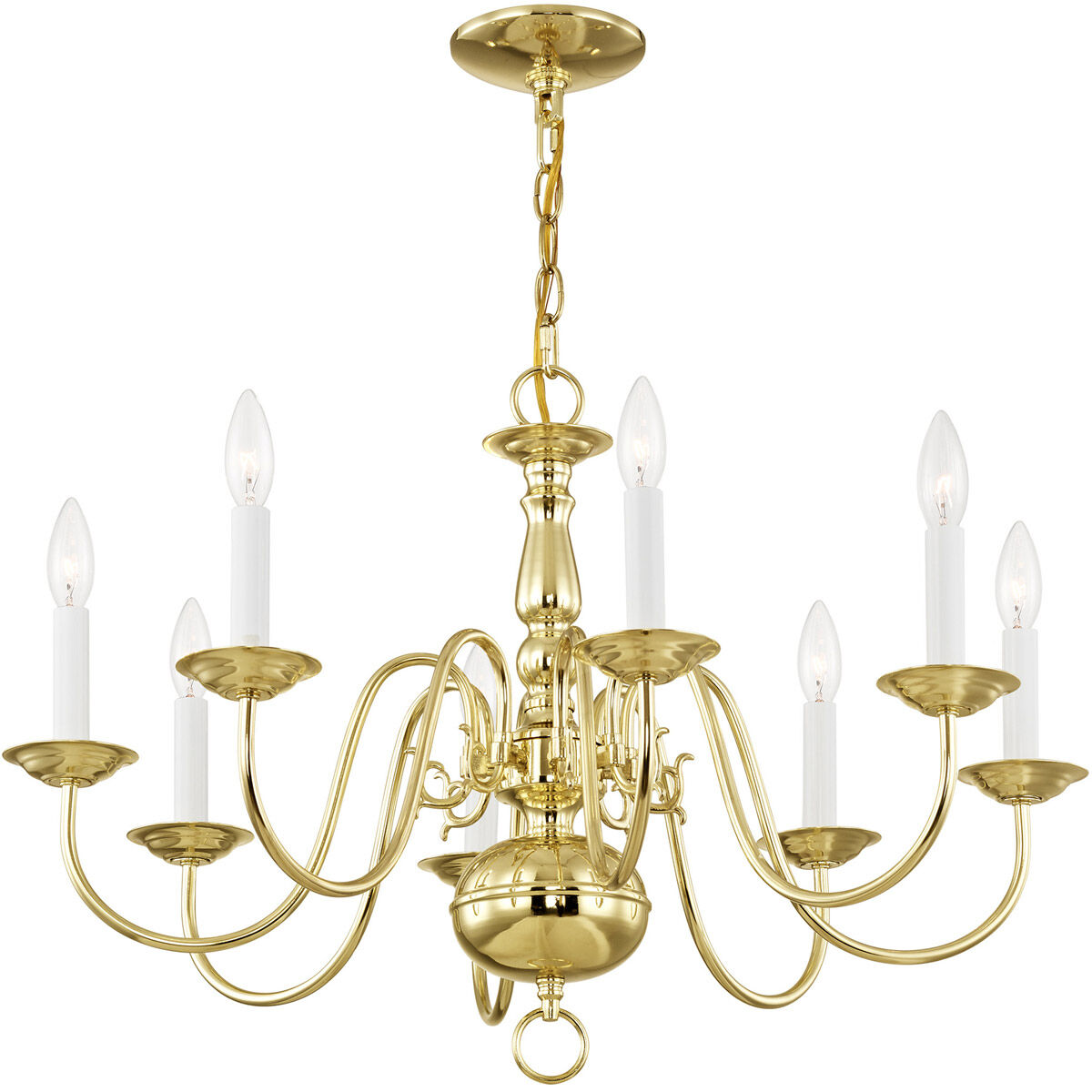 Williamsburgh 8 Light 26 inch Polished Brass Chandelier Ceiling Light