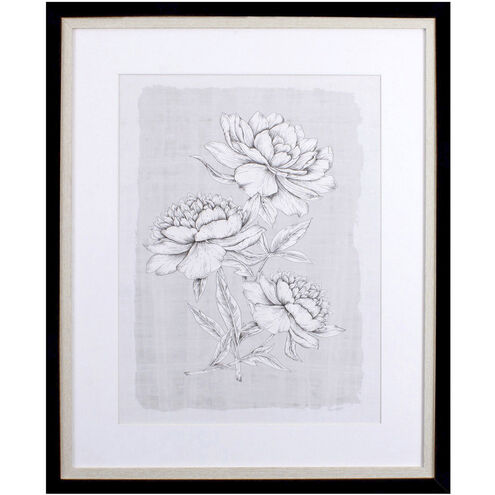 Botanical Linen Black and White and Gray Framed Art