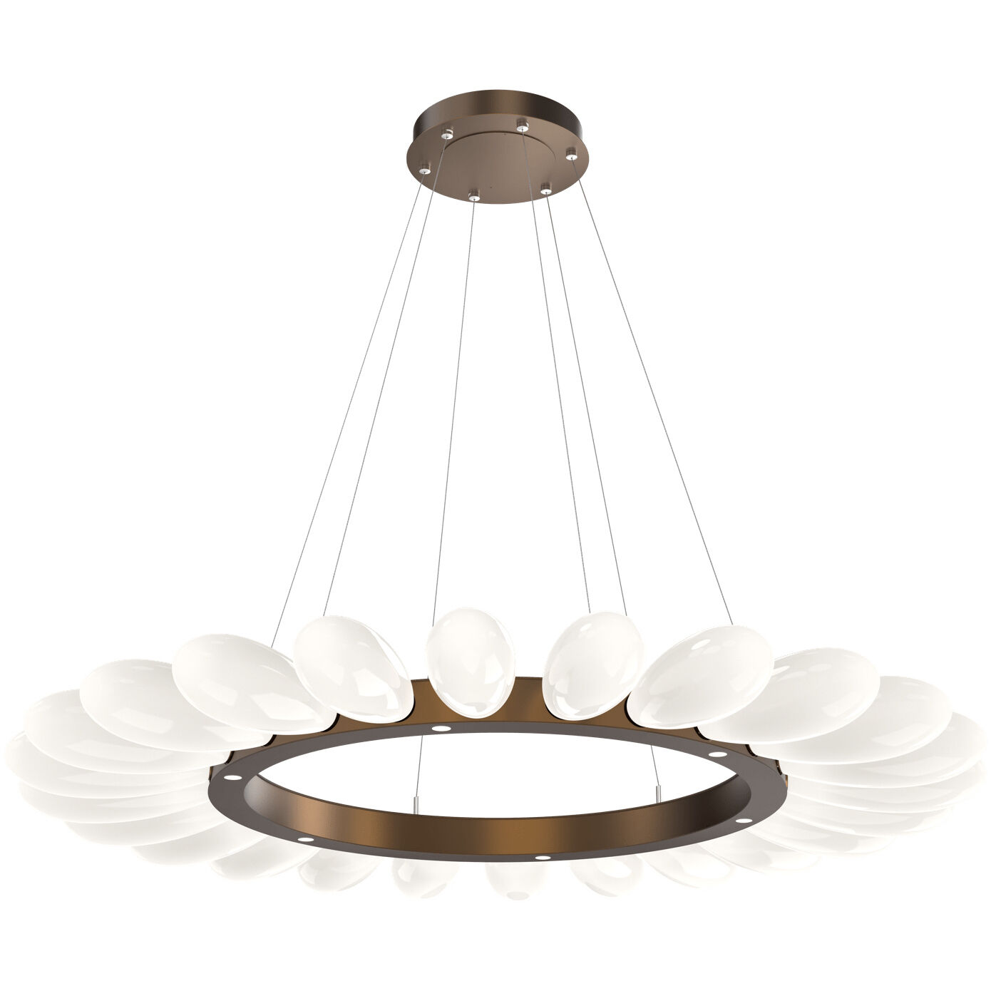 Fiori LED Flat Bronze Chandelier Ceiling Light, Radial Ring