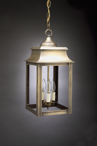 Concord 3 Light 9.25 inch Antique Brass Outdoor Ceiling Light in Seedy Marine Glass