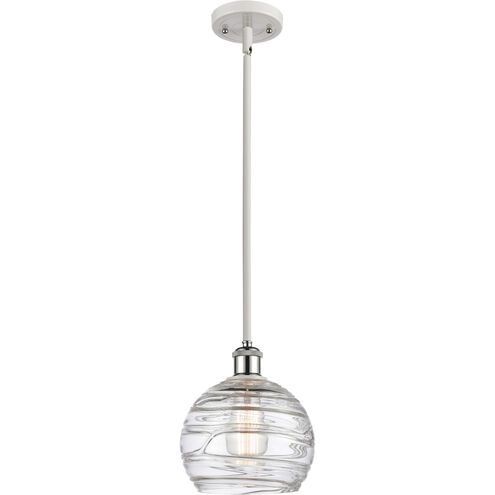 Ballston Deco Swirl 1 Light 8 inch White and Polished Chrome Pendant Ceiling Light, Ballston