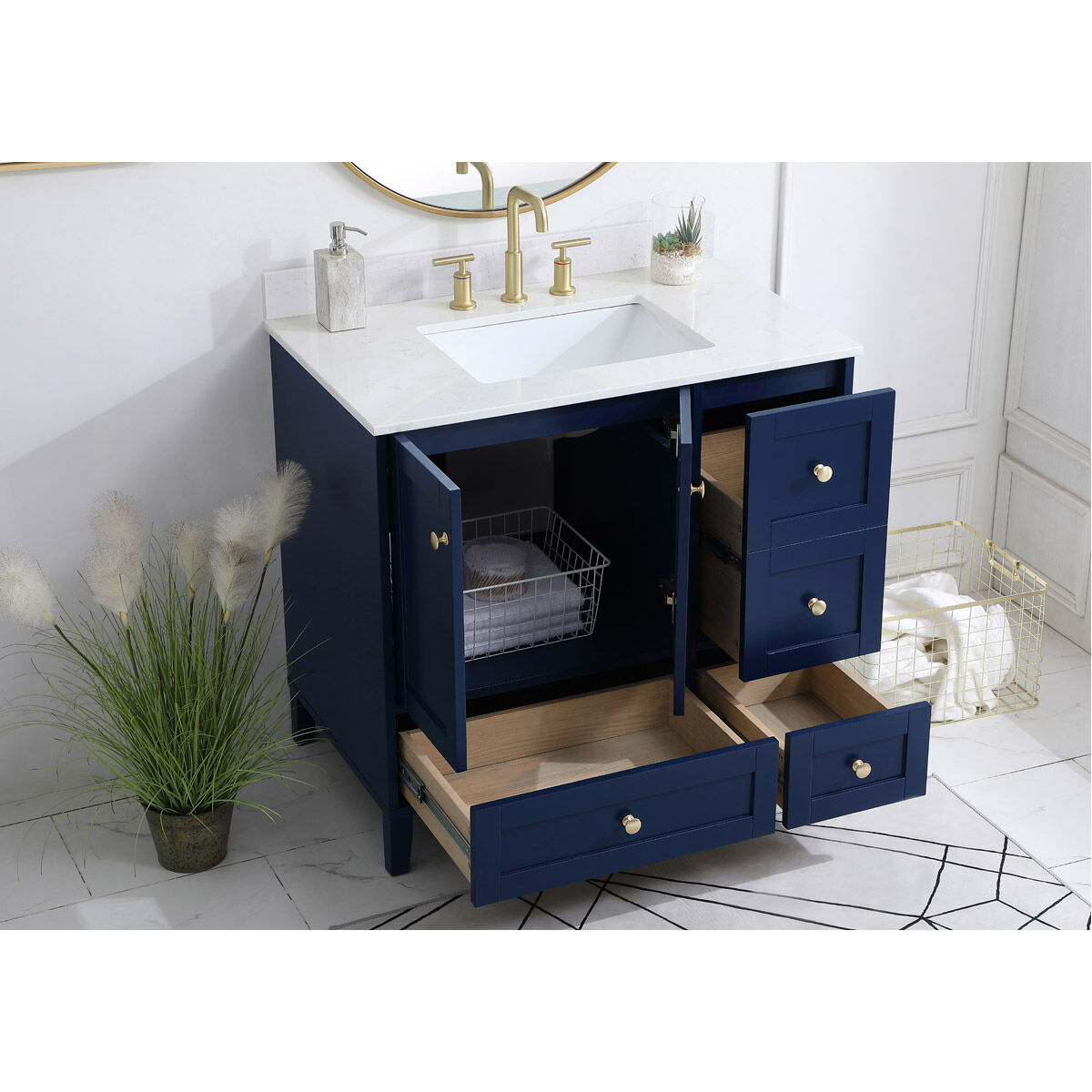 Sommerville 36 X 22 X 34 inch Blue Vanity Sink Set