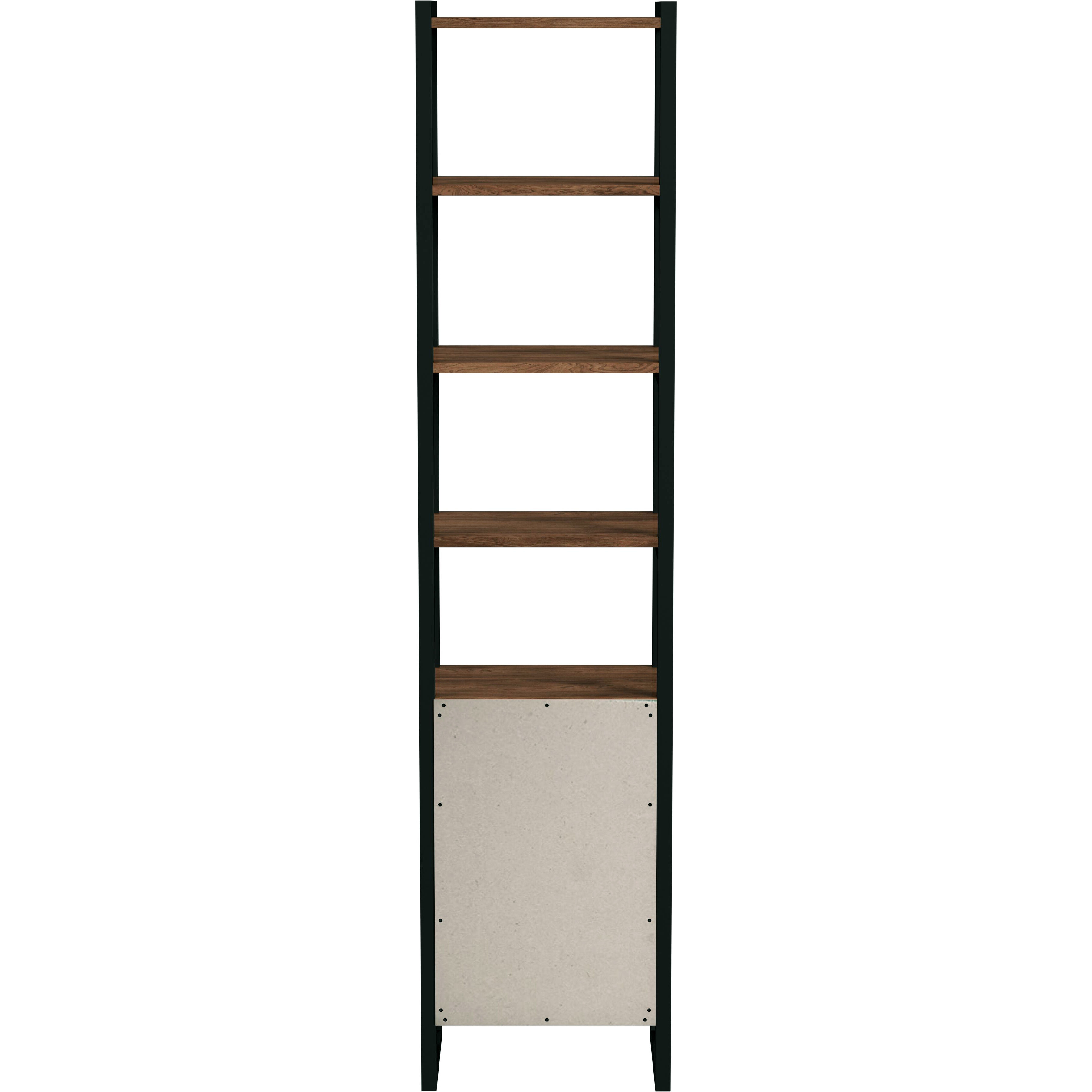 Drake 73" Narrow Walnut Bookcase with Storage in Medium Brown