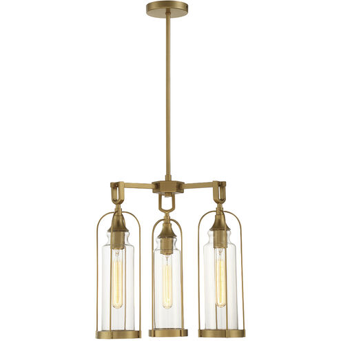 Yasmin 3 Light 18 inch Aged Gold Outdoor Chandelier