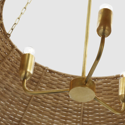 Marie Flanigan Corinne LED 36.25 inch Soft Brass Woven Hanging Shade Ceiling Light in Natural Wicker, Extra Large