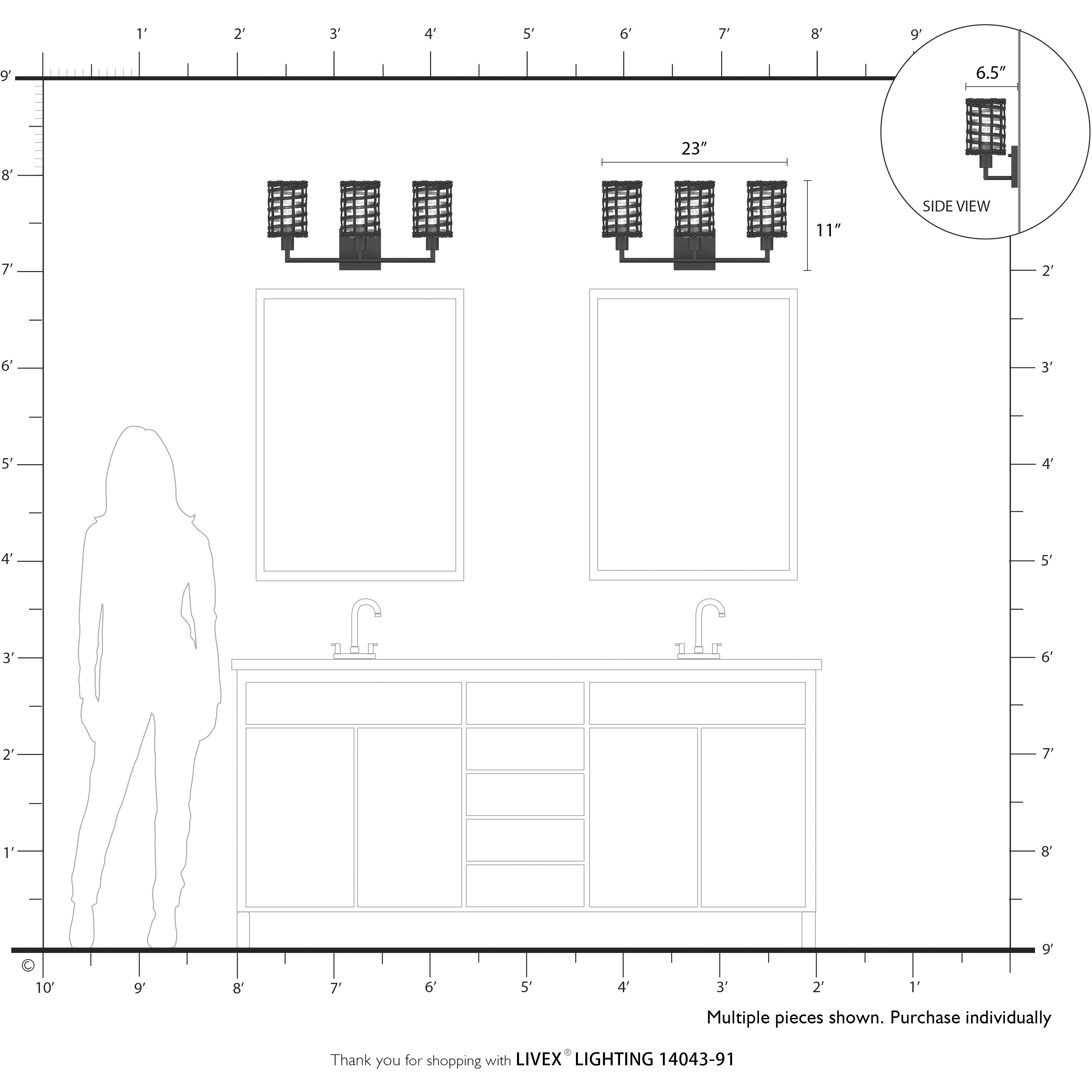 Twinewell 3 Light 23 inch Brushed Nickel Vanity Wall Sconce Wall Light