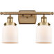 Ballston Small Bell 2 Light 16 inch Brushed Brass Bath Vanity Light Wall Light in Matte White Glass