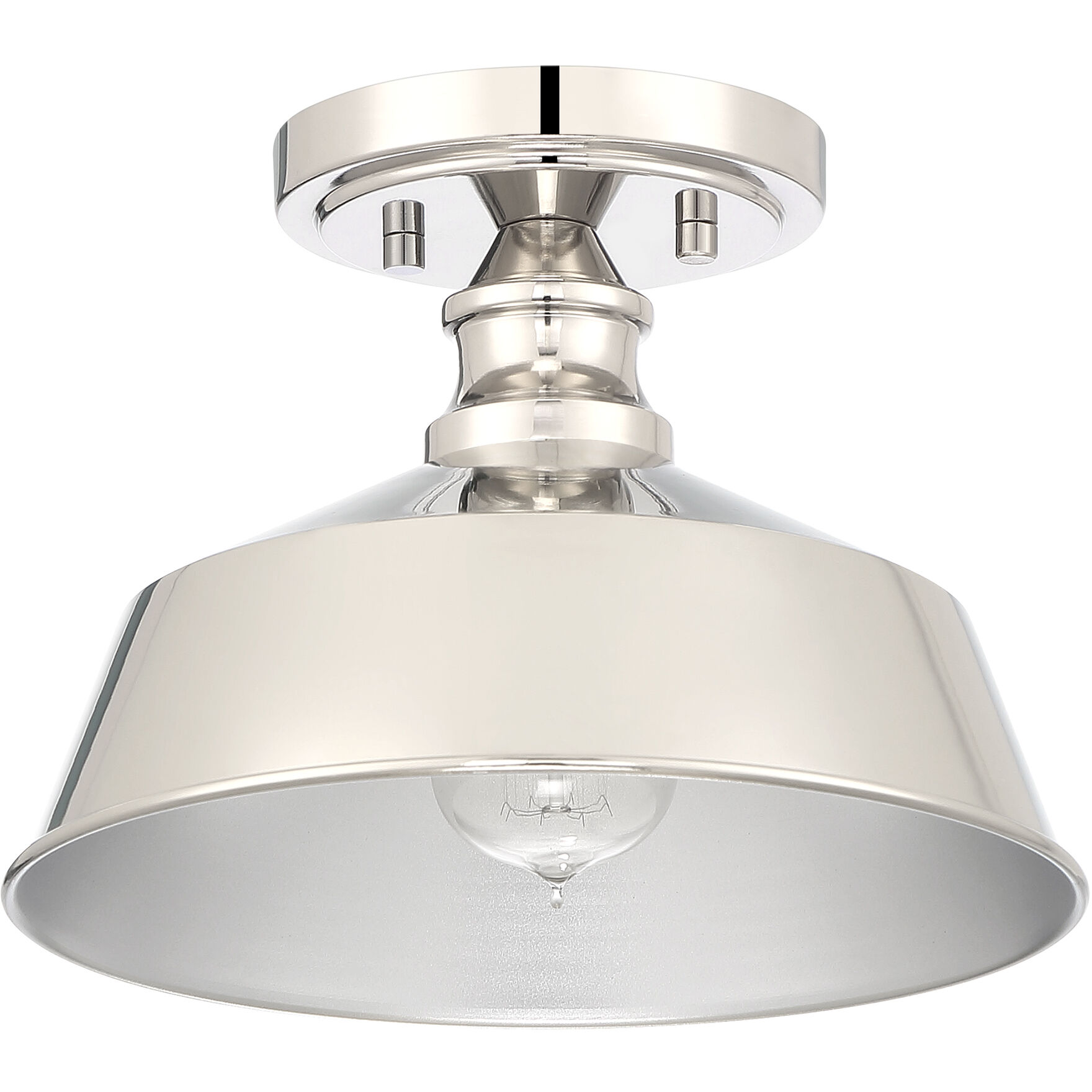 Vintage 1 Light 10 inch Polished Nickel Semi-Flush Ceiling Light