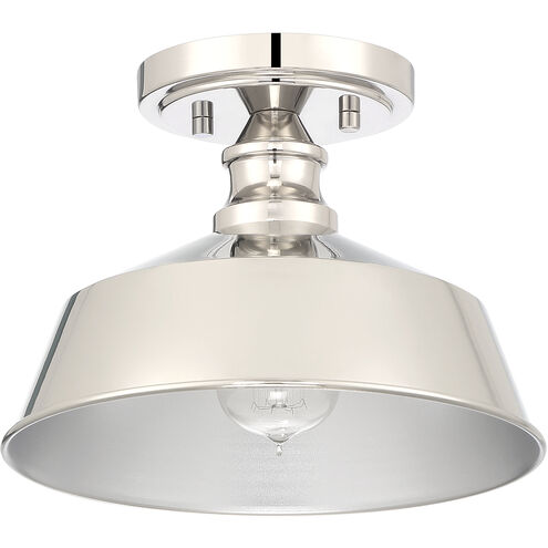 Vintage 1 Light 10 inch Polished Nickel Semi-Flush Ceiling Light