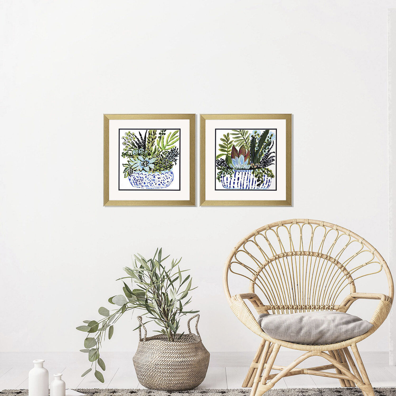 Succulent Garden Blue and Green Framed Art, Propac