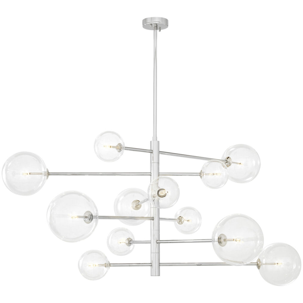 Argento 12 Light 51.18 inch Nickel Chandelier Ceiling Light, Large