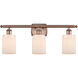 Ballston Hadley 3 Light 26 inch Antique Copper Bath Vanity Light Wall Light in Matte White Glass, Ballston