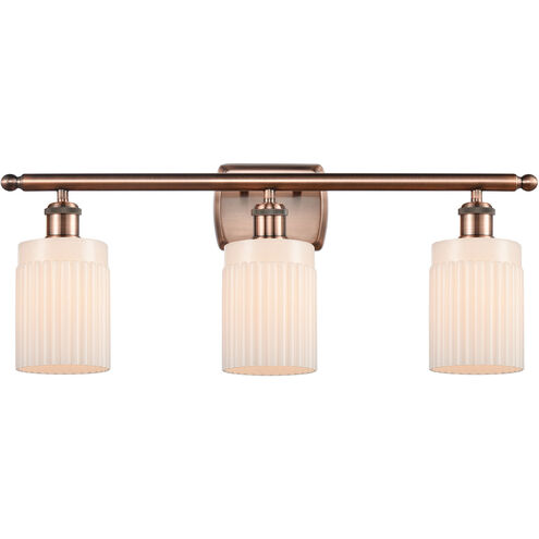 Ballston Hadley 3 Light 26 inch Antique Copper Bath Vanity Light Wall Light in Matte White Glass, Ballston