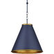 Pierrepont 1 Light 16 inch Hiroshi Dark Blue and Contemporary Gold Leaf Pendant Ceiling Light, Small