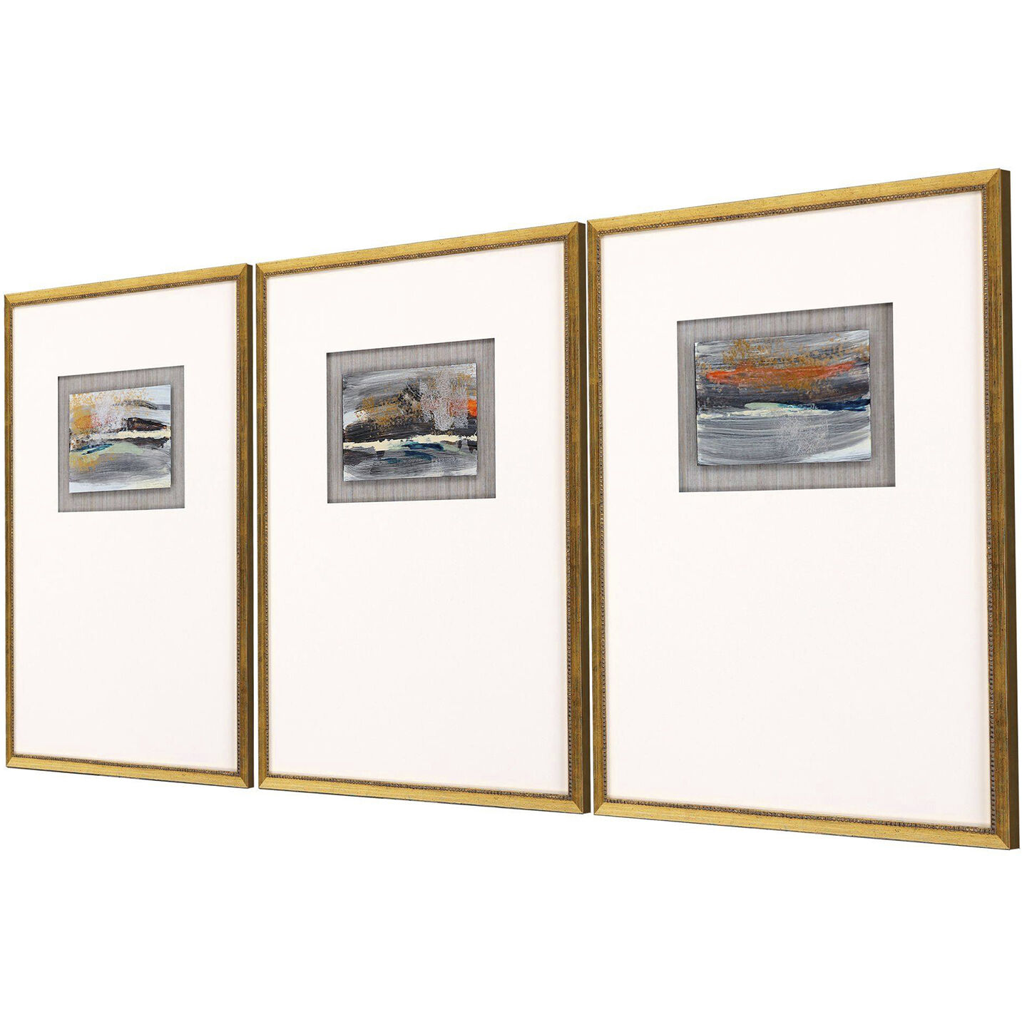 Broken Landscape Gray and Metallic and Rust and Turquoise Framed Art, The Studio